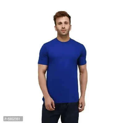 Men's Cotton Round Neck Blue T-Shirts-thumb0