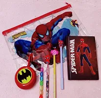 Le Delite School Supply Spider Action Man Combo Boys - Diary with Pen, Pencil, tin case  Clear Folder Pouch for Boys/ Super Hero Action Hero Diary / Birthday Return Gift for Boys-thumb1