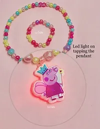 Le Delite Kids Jewellery Combo -Box case LED Light Pink Pearl mala pendent Chain,Girls braclet Finger Ring/Necklace Jewelry Set, Unicorn Birthday Gifts Girls, Stylish Necklace (Pig)-thumb1
