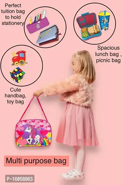 Le Delite Waterproof Side Sling Bag for Kids Age 1-10 Years, Diaper Bag, Picnic Bag Kids Purse,Tuition Handbag, Swimming Bag- Multipurpose Sling Bag, Lunch Box Tiffen Handbag (Unicorn Set)-thumb3
