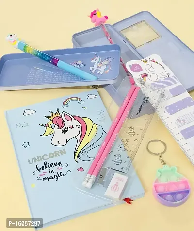 Le Delite Unicorn diary for girls kids/school stationery journals scrapbook (pack of 6)/ notebook with water glitter pen, disco pencil, eraser, pop it up keychain and bookmark-thumb4