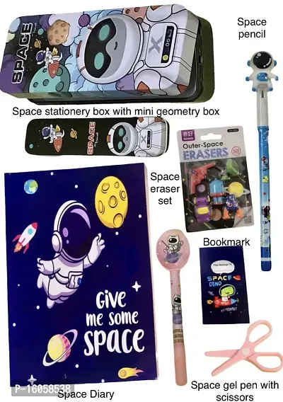 Le Delite Space Explorer Astronaut Diary Notebook , Geometry Box case ,Pen, Pencil, Eraser  Bookmark/ Kids Stationary Birthday Party Rakhi Gift Combos for Boys/Girls(Space Combo)-thumb2