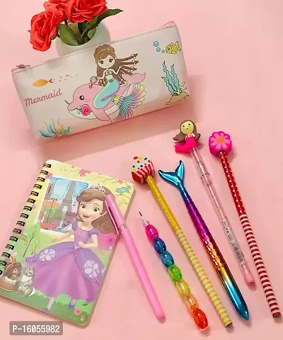 Le Delite Spiral Mini Diary Kids Girls , Cartoon Doll Pocket Diary ,Cute Diary for Kids,Cartoon Stylish Pen / Diary with Pen , Mermaid Stationary Pouch for Girl ,Pearl Mirror Mermaid Pencil Pen-thumb4