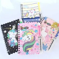 Le Delite Unicorn Diary with Pen/Mini Spiral Pocket Notebook pad Copy for Return Gifts Party Favor / Mix Design Prints Stationary Combo Goodies for Kids (Pack of 6)-thumb3