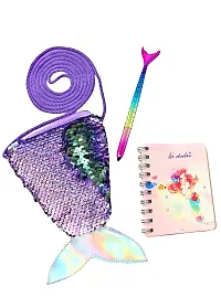 Le Delite Mermaid Combo Including Mermaid Sling Bag , Mermaid Spiral Diary , Mermaid Pen-thumb1