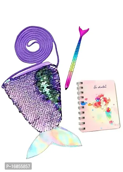 Le Delite Mermaid Combo Including Mermaid Sling Bag , Mermaid Spiral Diary , Mermaid Pen-thumb2