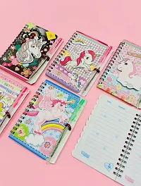 Le Delite Unicorn Diary with Pen/Mini Spiral Pocket Notebook pad Copy for Return Gifts Party Favor / Mix Design Prints Stationary Combo Goodies for Kids (Pack of 6)-thumb4