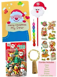 Le Delite Christmas Gifts for Kids - Xmas Goggles with Cork led Light , Unicorn Diary a6 Size Notebook and Pen (Santa Snowman  Tree Bells) Surprise Gift Combo Girls, Boys Children, Multicolor-thumb1