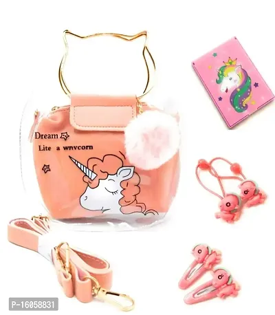 Le Delite / Unicorn Sling Bag / Unicorn Sling Bag for Girls /Unicorn Mirror /Unicorn Comb for Girls /Glitter Clips for Girls Cute Purse