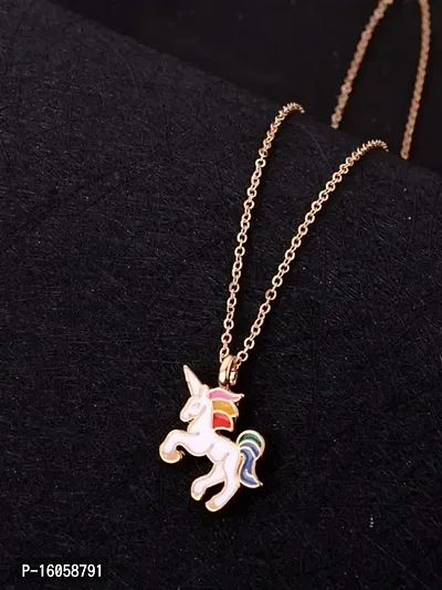 Le Delite Unicorn Chain Pendant Locket Set / Kids Jewellery -Pretty Mala With Chain/Unicorn Necklace Jewelry Set, Unicorn Gifts For Girls, Stylish Necklace, Kitty For Women (Pattern 2) Multicolor-thumb4