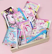 Le Delite Unicorn Diary with Pen/Mini Spiral Pocket Notebook pad Copy for Return Gifts Party Favor / Mix Design Prints Stationary Combo Goodies for Kids (Pack of 6)-thumb1