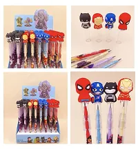 le delite Stationery combo for boys kid/super hero pencils 4 pieces, action hero gel pen and diary with ruled pages spider cartoon-thumb3
