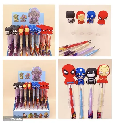 le delite Stationery combo for boys kid/super hero pencils 4 pieces, action hero gel pen and diary with ruled pages spider cartoon-thumb4