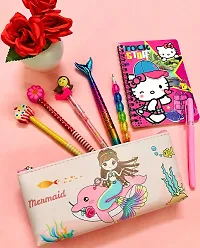 Le Delite Spiral Mini Diary Kids Girls , Cartoon Doll Pocket Diary ,Cute Diary for Kids,Cartoon Stylish Pen / Diary with Pen , Mermaid Stationary Pouch for Girl ,Pearl Mirror Mermaid Pencil Pen-thumb1