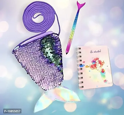 Le Delite Mermaid Combo Including Mermaid Sling Bag , Mermaid Spiral Diary , Mermaid Pen