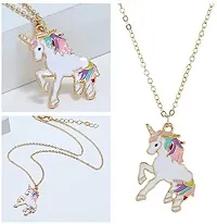 Le Delite Unicorn Chain Pendant Locket Set / Kids Jewellery -Pretty Mala With Chain/Unicorn Necklace Jewelry Set, Unicorn Gifts For Girls, Stylish Necklace, Kitty For Women (Pattern 2) Multicolor-thumb4