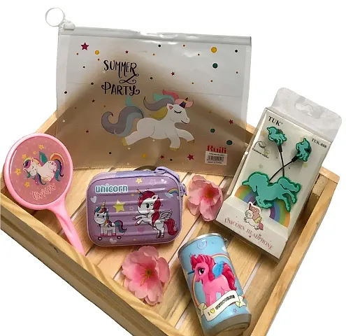 Le Delite Unicorn Cartoon Wired Earphones Gamer Music/Stereo Earbuds Outdoor Sport Running Headphones Kids|Children Girl Birthday Return Gift case Keychain (Combo 2)