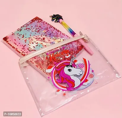Le Delite Cardboard Water Glitter Diary With Unicorn Fan Head Pen, Unicorn Cardboard Pad, Multicolor, Pack Of 1-thumb4