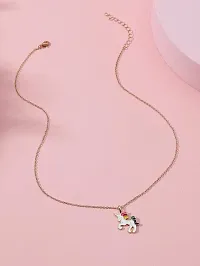 Le Delite Unicorn Chain Pendant Locket Set / Kids Jewellery -Pretty Mala With Chain/Unicorn Necklace Jewelry Set, Unicorn Gifts For Girls, Stylish Necklace, Kitty For Women (Pattern 2) Multicolor-thumb1