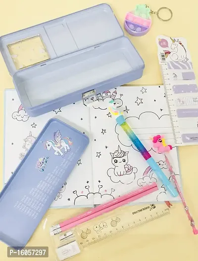 Le Delite Unicorn diary for girls kids/school stationery journals scrapbook (pack of 6)/ notebook with water glitter pen, disco pencil, eraser, pop it up keychain and bookmark-thumb3