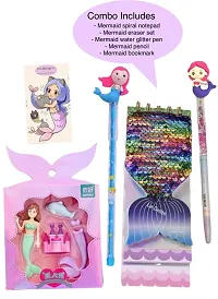 LE Delite Mermaid Theme Erasers for Kids /Ocean Sea Princess Eraser + Glitter Spiral Notepad + Pen + Pencil + Bookmark for School Kids Students Gift Items / Party Favor Birthday Gift Supplies-thumb1