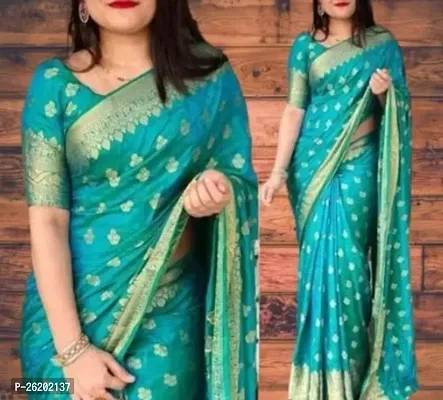 Beautiful Art Silk Jacquard Saree with Blouse Piece For Women-thumb0