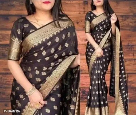 Beautiful Art Silk Jacquard Saree with Blouse Piece For Women-thumb0