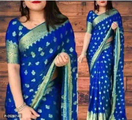 Beautiful Art Silk Jacquard Saree with Blouse Piece For Women-thumb0