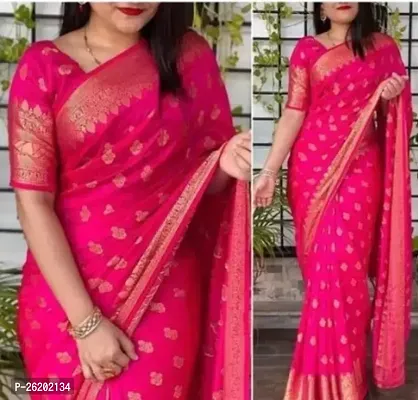 Beautiful Art Silk Jacquard Saree with Blouse Piece For Women-thumb0