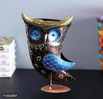 Iron Owl Pen Holder Showpiece In Multicolor-thumb0