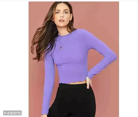 Elegant Purple Lycra Solid Top For Women-thumb0