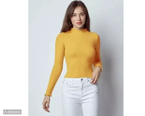 Elegant Yellow Lycra Solid Top For Women
