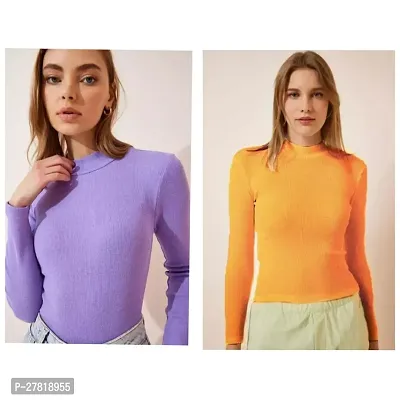 Elegant Multicoloured Lycra Solid Top For Women Pack Of 2