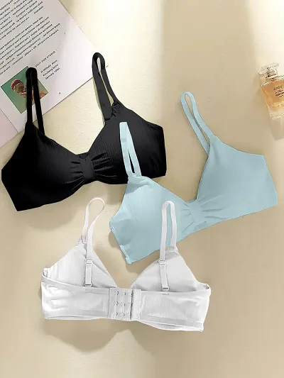 Comfortable Solid Basic Bras For Women-Pack Of 3