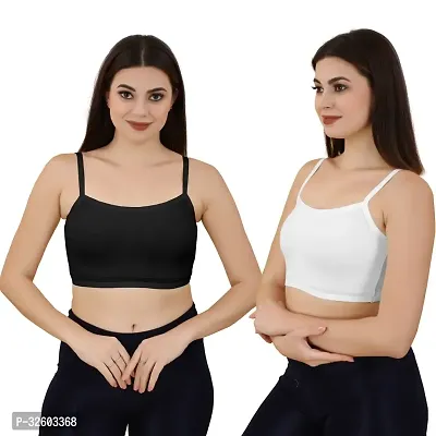 Stylish Multicoloured Cotton Blend Solid Bras For Women Pack Of 2