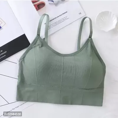 Stylish Green Cotton Blend Solid Bra For Women-thumb0