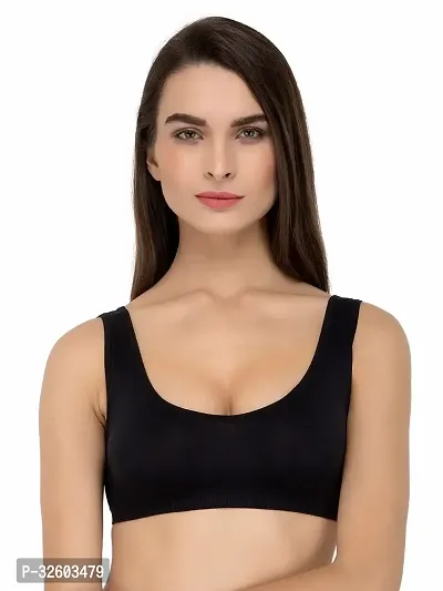 Stylish Black Cotton Blend Solid Bras For Women-thumb0