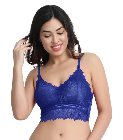 Cresale? Women Net Padded, Removable Pads Non-Wired Bralette Bra