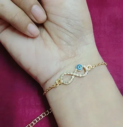 RV YUWON Evil Eye Infinity bracelet, Nazr bracelet, chain infinity bracelet (Gold)