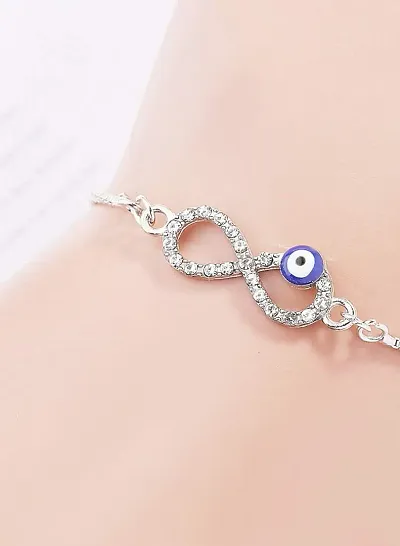 Evil Eye Infinity bracelet, Nazr bracelet, chain infinity bracelet (Silver)