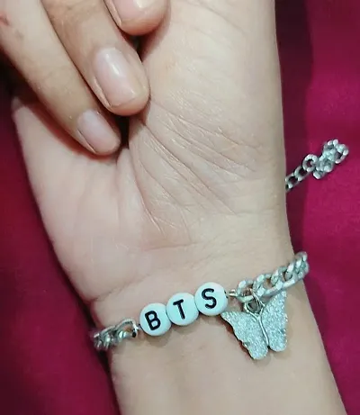 KPOP BTS BAND chain bracelet with butterfly charm