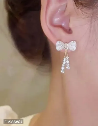 Diamond Bow Earrings for Teen Girls Minimalist Piercing Studs Trendy Earrings