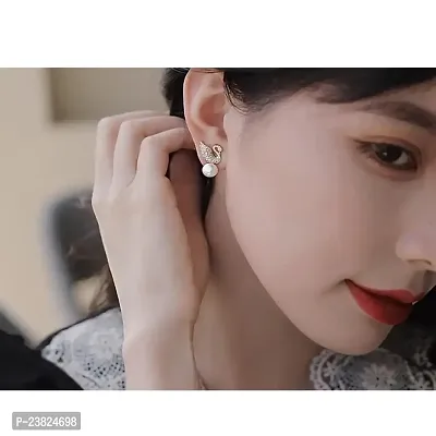 Korean Cute Dove pearl studs Zircon, Pearl Alloy Stud Earrings-thumb2