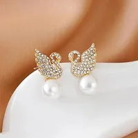 Korean Cute Dove pearl studs Zircon, Pearl Alloy Stud Earrings-thumb3