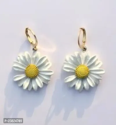 RV YUWON Trendy Daisy/Sunflower Earrings (White) For women and girls-thumb0