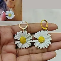 RV YUWON Trendy Daisy/Sunflower Earrings (White) For women and girls-thumb2