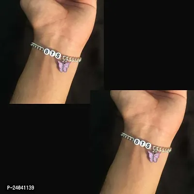 Combo of 2 KPOP BTS BAND chain bracelet with butterfly charm