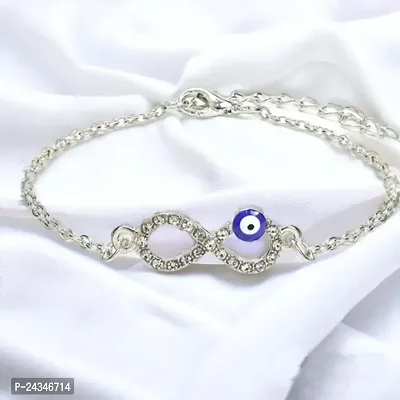Combo of 2 Evil Eye Infinity bracelet, Nazr bracelet, chain infinity bracelet (Silver)-thumb2
