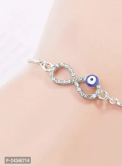 Combo of 2 Evil Eye Infinity bracelet, Nazr bracelet, chain infinity bracelet (Silver)-thumb5