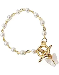 Combo of 2 Pearl Bracelet with Butterfly Charm, Dainty Beaded Pearl Bracelet, Wedding Jewelry, Bracelet For Women-thumb3